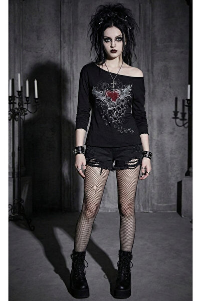 Köstebek Gothic Heart Madonna Collar Blouse