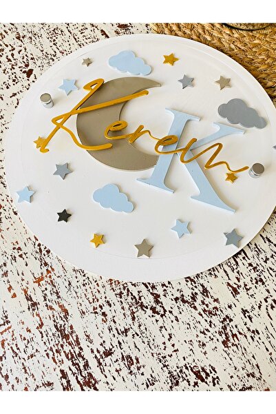 Zen Ahşap Tasarım Bebek Odası Kapı Süsü / İsimli Kapı Süsü