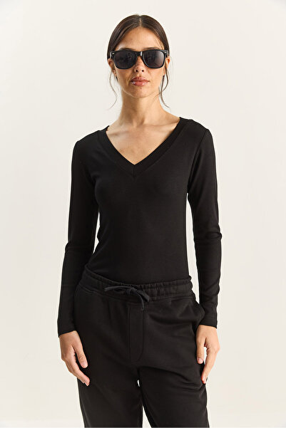 Bianco Lucci Women's Cotton V-Neck Blouse 141 60283830