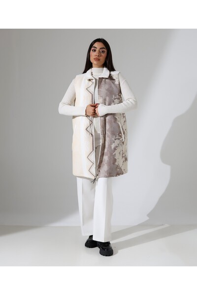 Fi'l Arz Fashion Front Tie Zipper Closure Vest