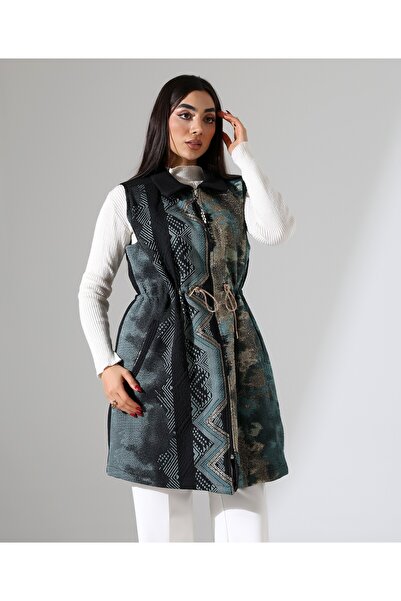 Fi'l Arz Fashion Front Tie Zipper Closure Vest