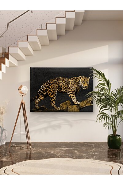 ESLEM Leopar Temalı Dijital Baskı Kanvas Tablo – Güçlü ve Modern Vahşi Doğa D...