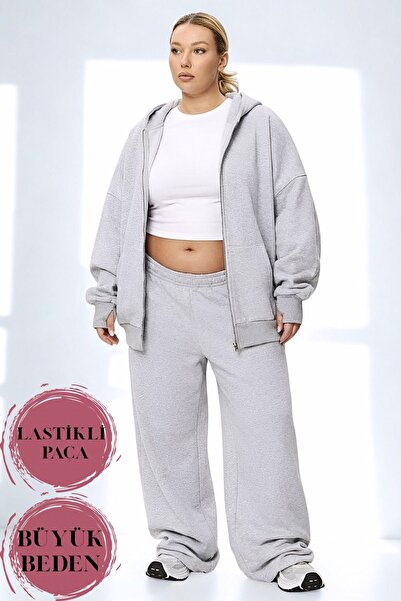 BSBSPOR Büyük Beden İçi Şardonlu Kışlık Baggy Eşofman Altı Lastikli Paça Ultra Bol Kalıp