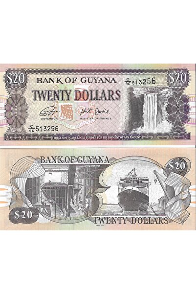 emir koleksiyon coin & paper collection Guyana 2018 Yılı 20 Dolar Yabancı Kağ...