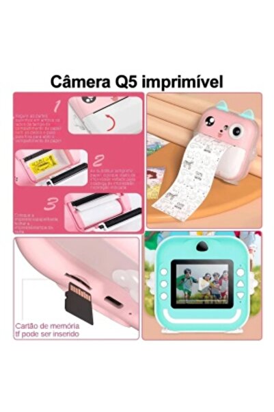 OEM Children's digital camera with instant photo printing, 24 MP, 1080p, 3.2" LCD, Pink