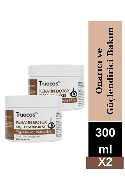 TRUECOS KOZMETİK Keratin Botox Saç Bakım Maskesi 300 ml 2’li Set – Yoğun Onar...