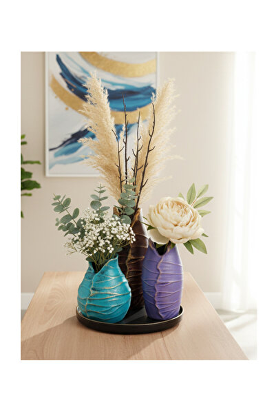 Flower Toys Vază decorativă pe tavă cu 3 compartimente