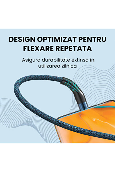 MODVIA Cablu USB-C Magnetic 100W 1.5m Transfer 480Mb/s Albastru