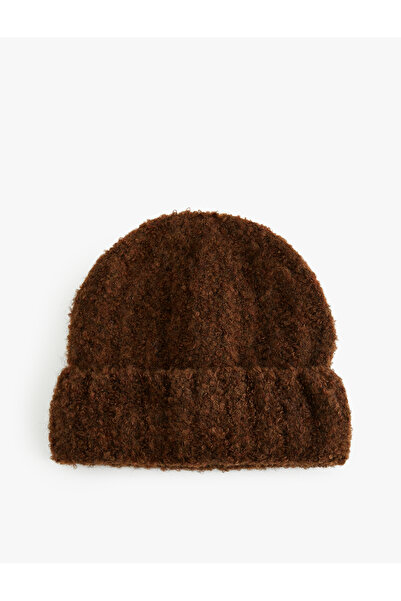 Koton Soft Textured Fold Detailed Knitted Beanie