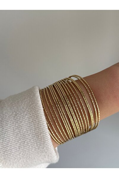 Owentis Gold Işıltılı Çoklu Görünümlü Thais Kelepçe Bilezik -kararma yapmaz-