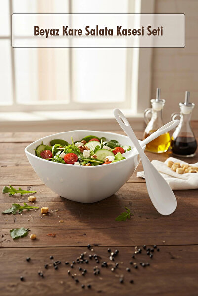 DEPA GROUP 3.5 Lt White Acrylic Square Salad and Serving Bowl Set – 3 Pieces