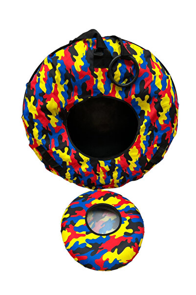 Krista Round inflatable sledge, inflatable, with handles, for snow, multi-color