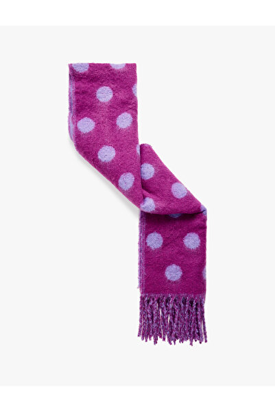 Koton Eșarfă lungă cu textura moale cu ciucuri cu buline