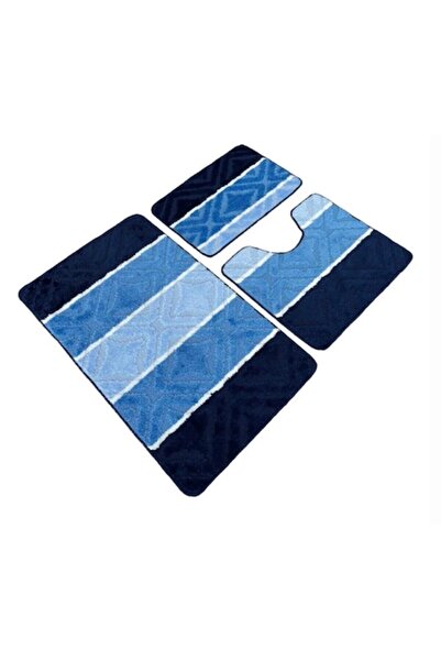 Nova Home BATHROOM MATS SET – 3 PIECES (50X80, 50X40, 50X40) – STRIPED PATTERNS, 6 COLORS
