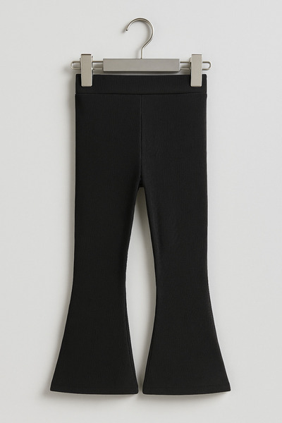 mini kanka 4-12 Years Old Girls' Ribbed Crop Top and Black Flare Pants Combination