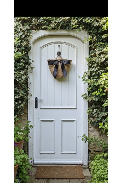 Pınar Gündoğdu Collection Hasır kapı önü sepeti, askılı gazetelik çok amaçlı ...