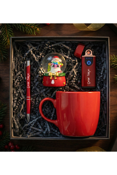 vegahediye v vega Kişiye Özel Kırmızı Dokunmatik USB Çakmak & Yılbaşı Kar Kür...