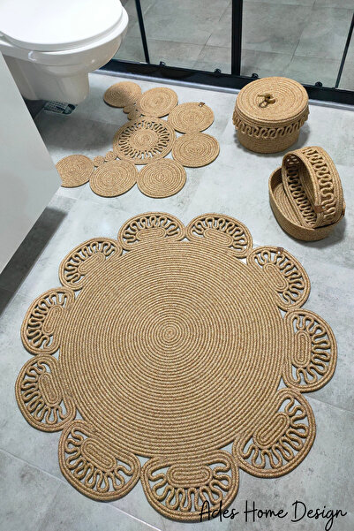 ADES HOME DESİGN Jüt,Banyo Takımı,Banyo Seti,Banyo Paspası,Paspas Takımı,Maky...