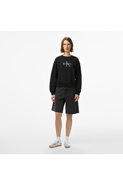 Calvin Klein Monologo French Terry Women's Black Sweatshirt