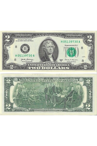 emir koleksiyon coin & paper collection Amerika 2017 Yılı 2 Dolar Yabancı Kağıt Para Çil ( Unc ) Koleksiyon Para