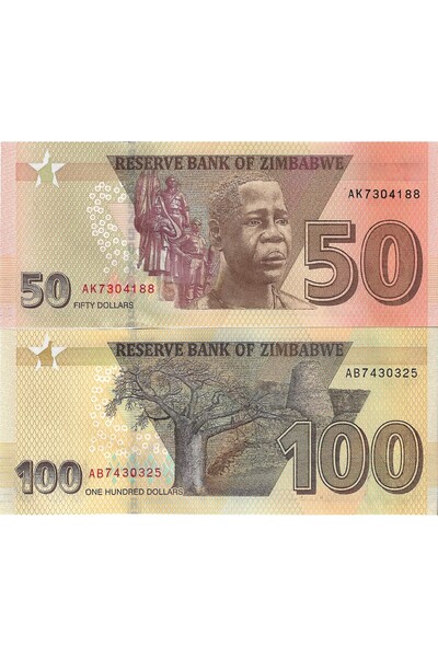 emir koleksiyon coin & paper collection Zimbabwe 2020 Yılı 50 ve 100 Dolar Ya...