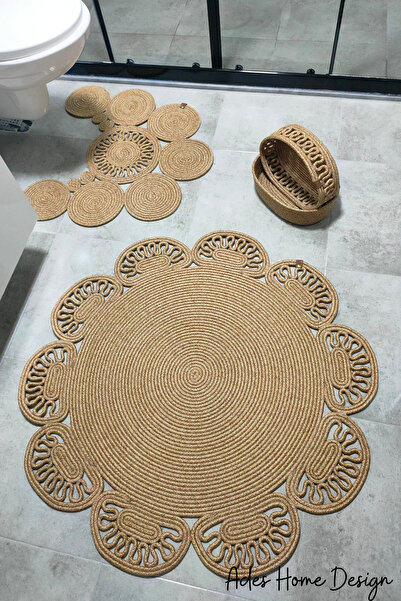 ADES HOME DESİGN Jüt,Banyo Takımı,Banyo Seti,Banyo Paspası, Paspas Takımı,Mak...