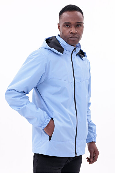 freemen Ανδρικό μπλε αποσπώμενο παλτό βροχής με κουκούλα