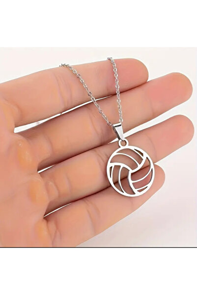 CN Unisex Paslanmaz Çelik Hollow Voleybol Kolye, Modaya Uygun Spor Tarzı Kolye