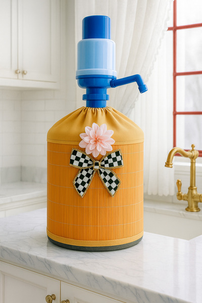 Marrone Husă pentru sticlă cu flori Husă pentru dozator de apă Panglică în ca...