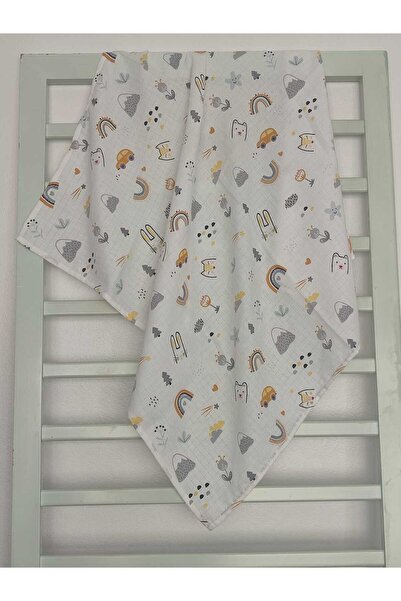 Alpıno Newborn, Muslin Cover & Blanket (100% Cotton Four-Layer Muslin + Patterned Muslin Blanket) 2 Pieces