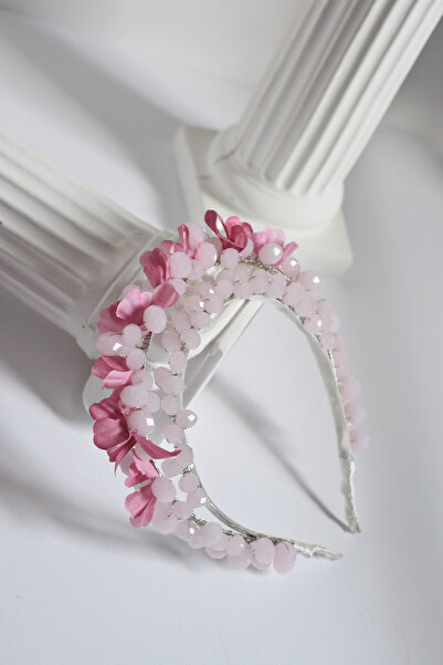 Adeluna Pink Crystal and Floral Detailed Double Maternity & Engagement Crown ...