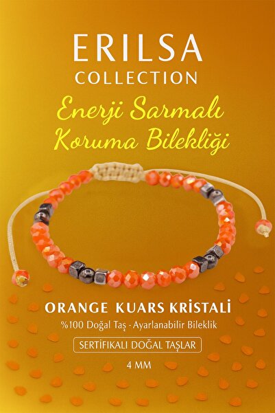 Erilsa سوار حماية ملفوف بالطاقة معتمد - كريستال كوارتز برتقالي وحجر تيراهيرتز
