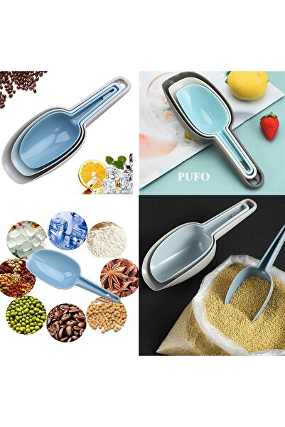 PUFO Set of 3 Ingredients Scoops for Ice, Peanuts, Flour, Sweets - Practical Kitchen Accessories