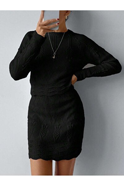 EFENDİX Plus Size Lace-Like Knit Sets