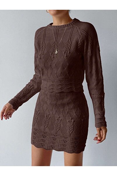 EFENDİX Plus Size Lace-Like Knit Sets