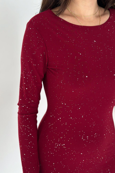 The Robi Women's Backless Red Glitter Short Dress