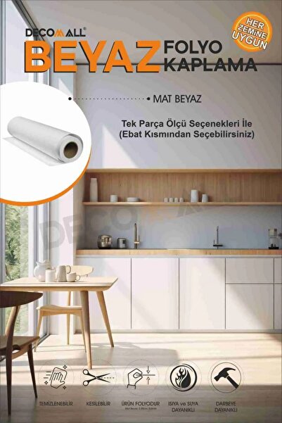 DECOMALL MAT BEYAZ Renk Mobilya ve Dolap Kaplama Folyosu Kendinden Yapışkanlı
