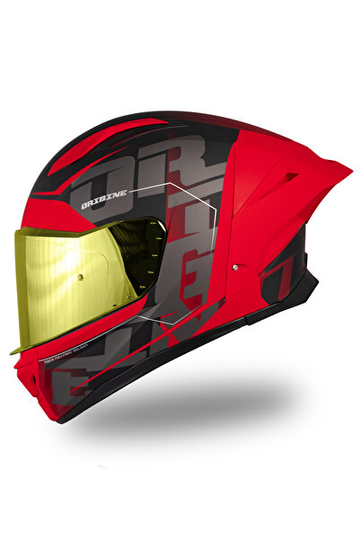 Origine Pista Mugello Mat Siyah-Kırmızı-Antrasit Kask Sarı Vizörlü