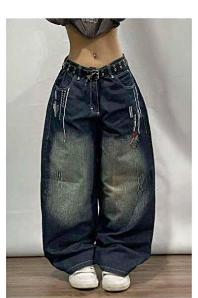 Köstebek Navy Blue D2T Vintage Washed Baggy Pants