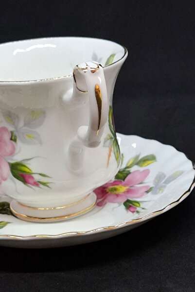 Royal Albert Prairie Rose Porcelain Double Coffee Cup and Saucer 2 Pieces 120 ml