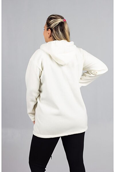 Truva XXL Χειμερινό λευκό φλις με κουκούλα - Μεγάλο μέγεθος Άνετο και άνετο