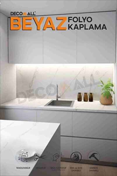 DECOMALL MAT BEYAZ Renk Mobilya ve Dolap Kaplama Folyosu Kendinden Yapışkanlı