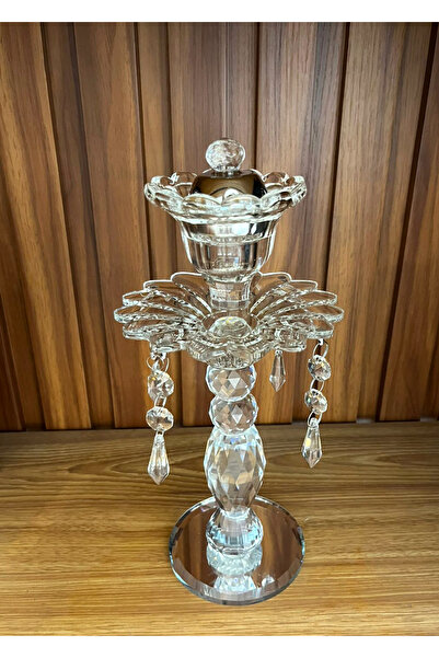 DVINA Luxurious floral crystal hanging candlestick and incense burner | Classic diamond-cut crystal holder