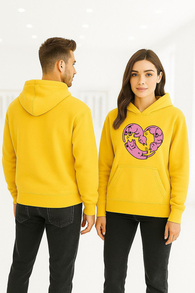 ArtYus Hanorac unisex cu mânecă lungă Heart pisică Transfer cu imprimeu tricou