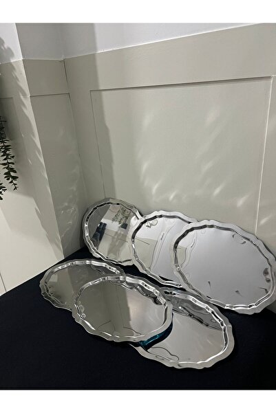 Fabrication 6-Piece Steel Oval Tray Wavy Model Coffee Presentation Tray & Serving Tray