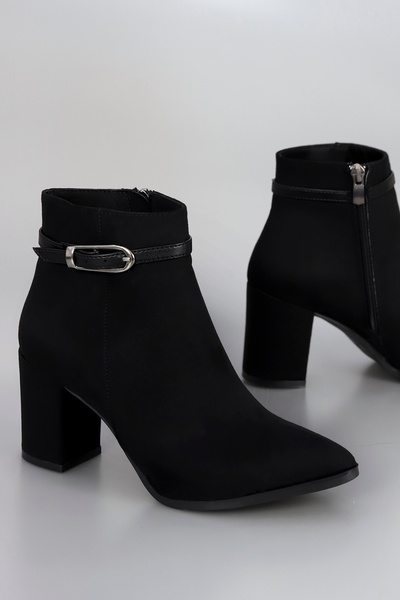 kajal ayakkabı Als 199 Thin Belt Buckle Zippered Ankle Boots
