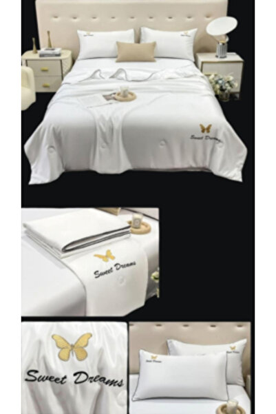 Pucioasa Silk Bed Linen Set with Duvet Included, 4 Pieces, Powder Pink