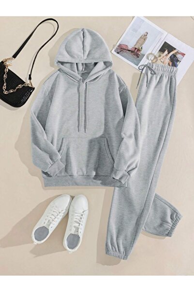 MONFİ Hooded Rubber Leggings Tracksuit Set