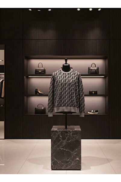 YusGos Men's Crew Neck Steel Knit High Quality Letter Pattern Sweater