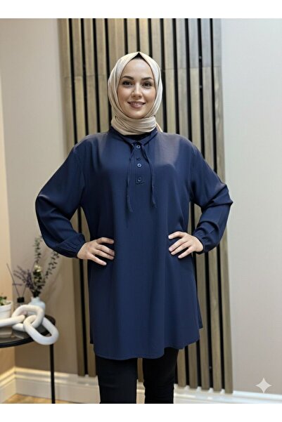 AKMAVİ Women's Hijab Clothing Drawstring Lace-Up Cotton Tunic
